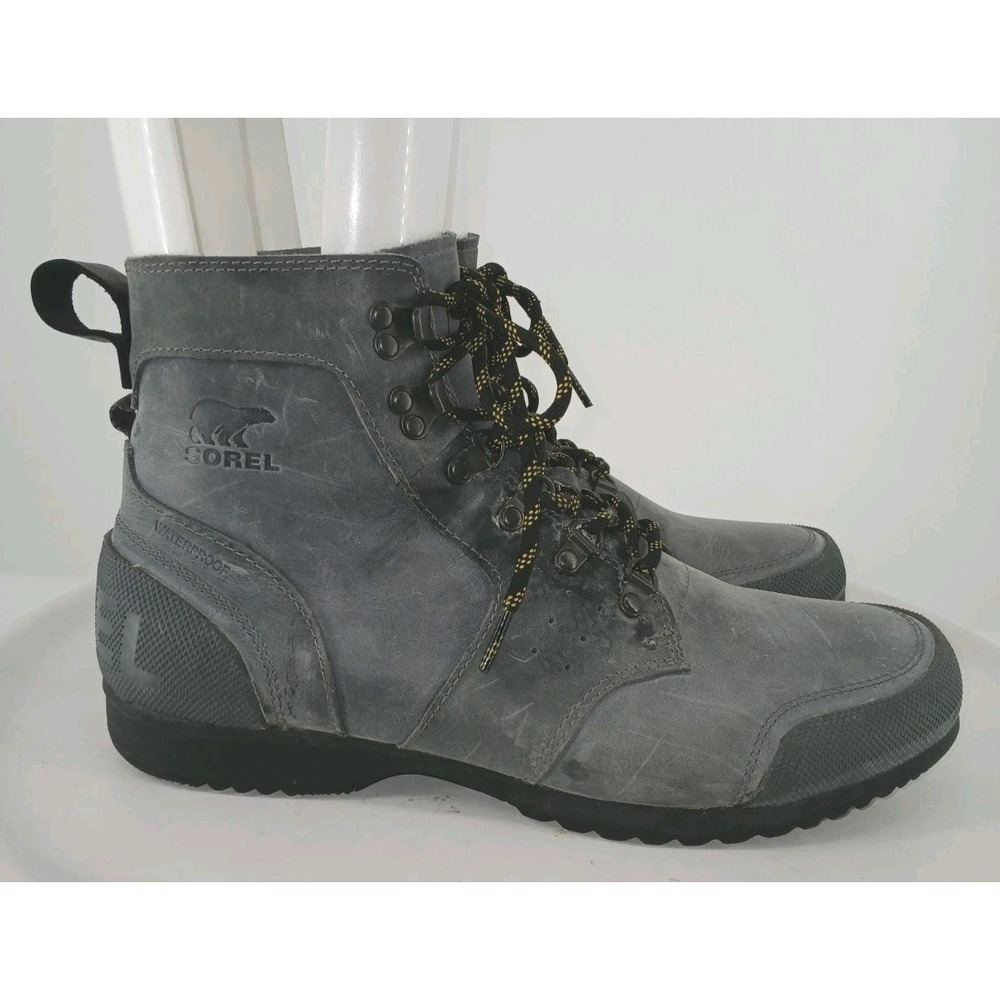 Sorel Ankeny Mid Hiker Mens 11.5 Gray Nubuck Leather Waterproof Ankle Boots C131